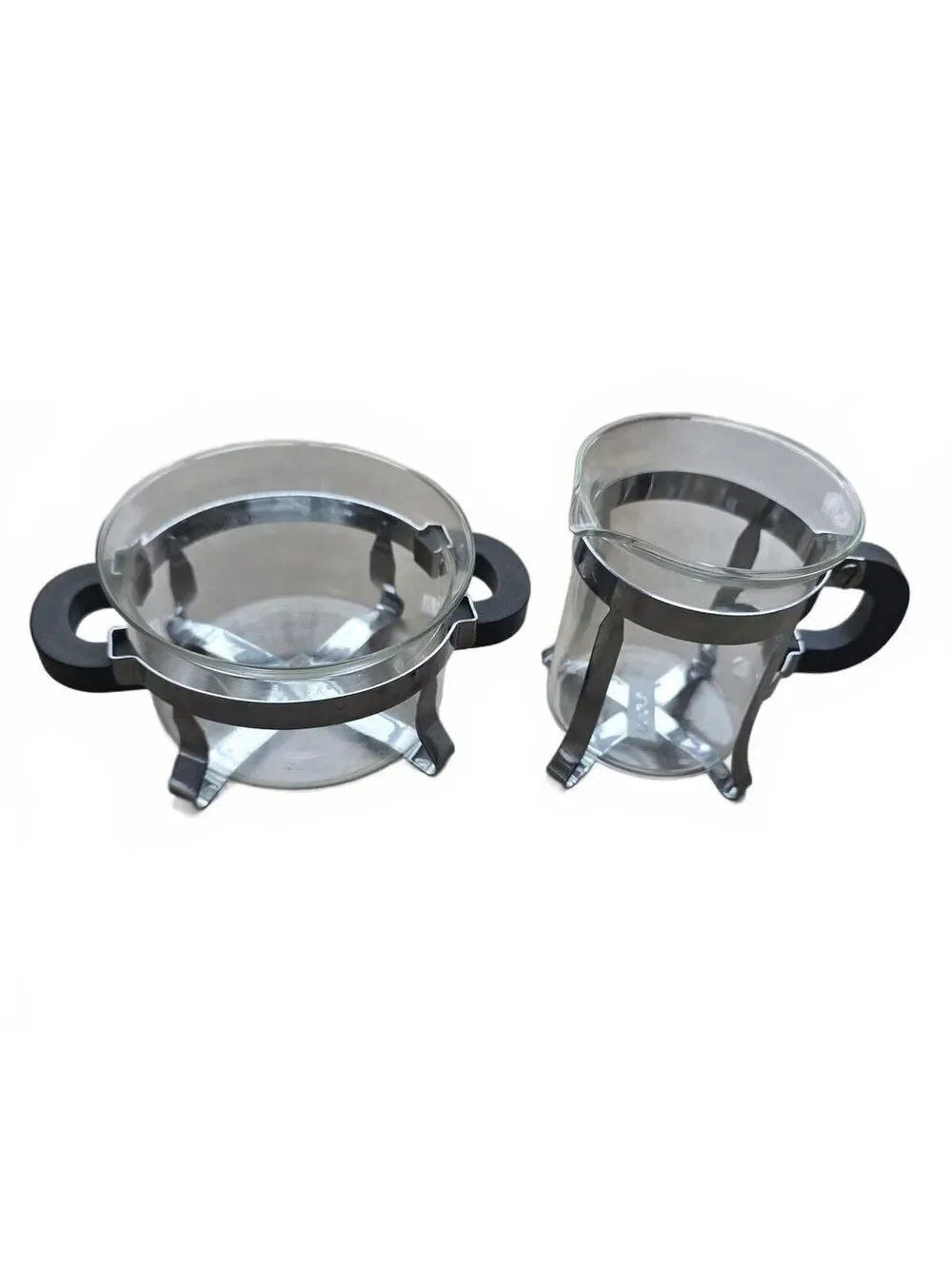 Vintage Bodum Chambord Sugar and Creamer Set Glass & Chrome Mid-Century Modern